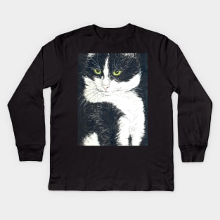 Tuxedo cat Kids Long Sleeve T-Shirt